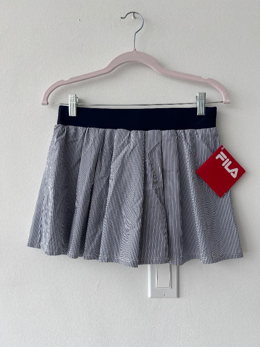 🎁 NWT!! Fila Blue White Pleated Stripe Tennis Golf skirt skort with short Small